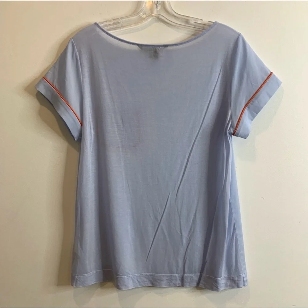 French Connection Blue Tee with Tangerine Accents - Picture 2 of 5